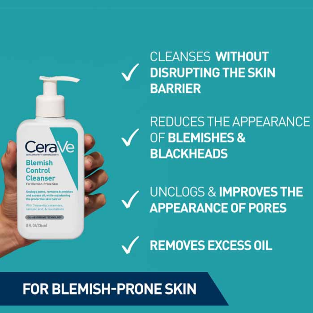 Cerave Blemish Control Face Cleanser with 2% Salicylic Acid and Niacinamide 473ml