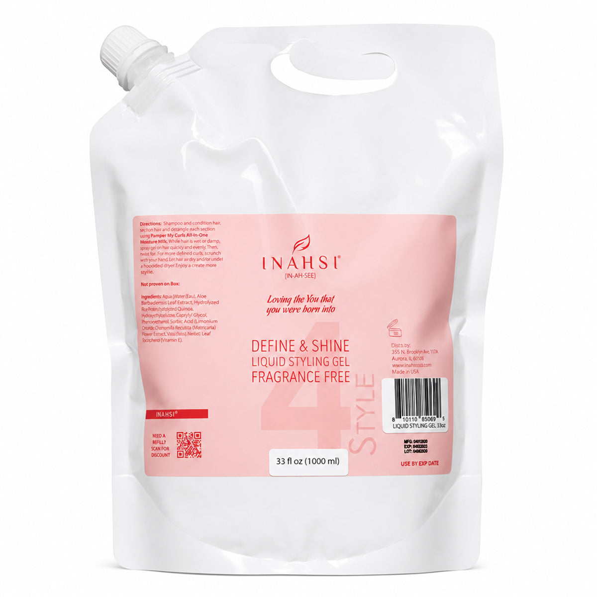 Inahsi Naturals Define & Shine Vloeibare Stylinggel Geurvrij