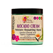 Alikay Naturals Avocado Cream Moisture Repairing Mask 236ml in a green jar with a black lid.