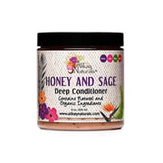 Alikay Naturals Honey and Sage Deep Conditioner, 236ml jar with floral label and black lid.