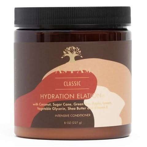 As I Am Classic Hydration Elation 227g deep conditioner in a brown jar with a black ribbed lid.