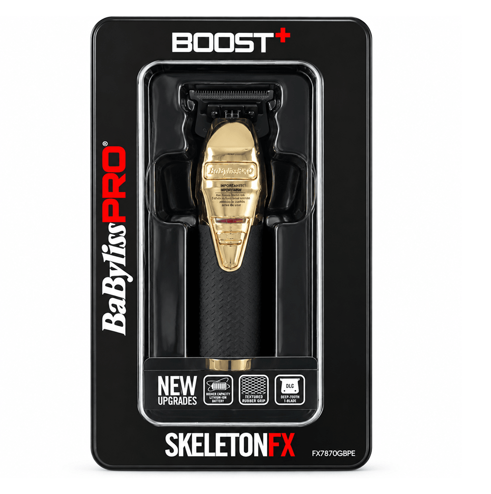 BaByliss PRO SkeletonFX Gold draadloze baardtrimmer voor mannen – zwarte grip