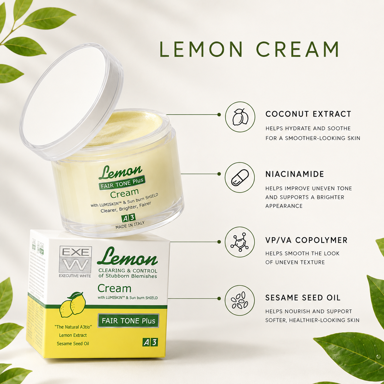 A3 Lemon Cream Fair Tone Plus 200ml