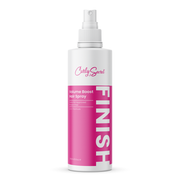 White Curly Secret Volume Boost Hair Spray bottle with a pink "FINISH" label.