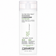 White Giovanni Eco Chic Tea Tree Triple Treat Invigorating Conditioner bottle with green text and flip-top cap.