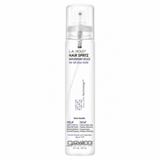Clear Giovanni L.A. Hold Hair Spritz bottle with white label, black text, and a clear spray cap.