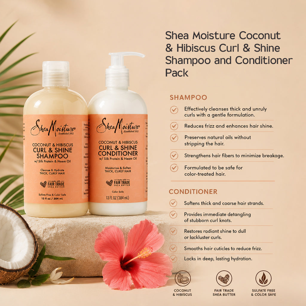 Shea Moisture Coconut & Hibiscus Curl & Shine Shampoo and Conditioner Pack