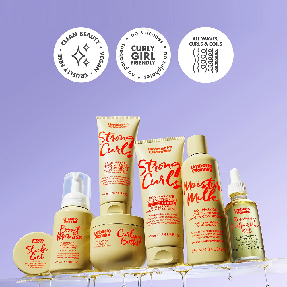 Umberto Giannini Strong Curls Rosemary Oil Strengthening Styling Foam 290ml-Hair Foam-Aladin Beauty