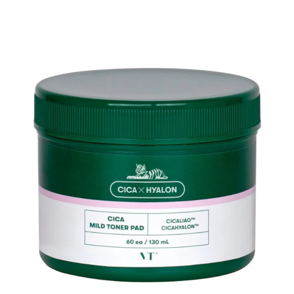 Vt Cosmetics Cica Mild Toner Pad 60pcs-Exfoliating Pads-Aladin Beauty