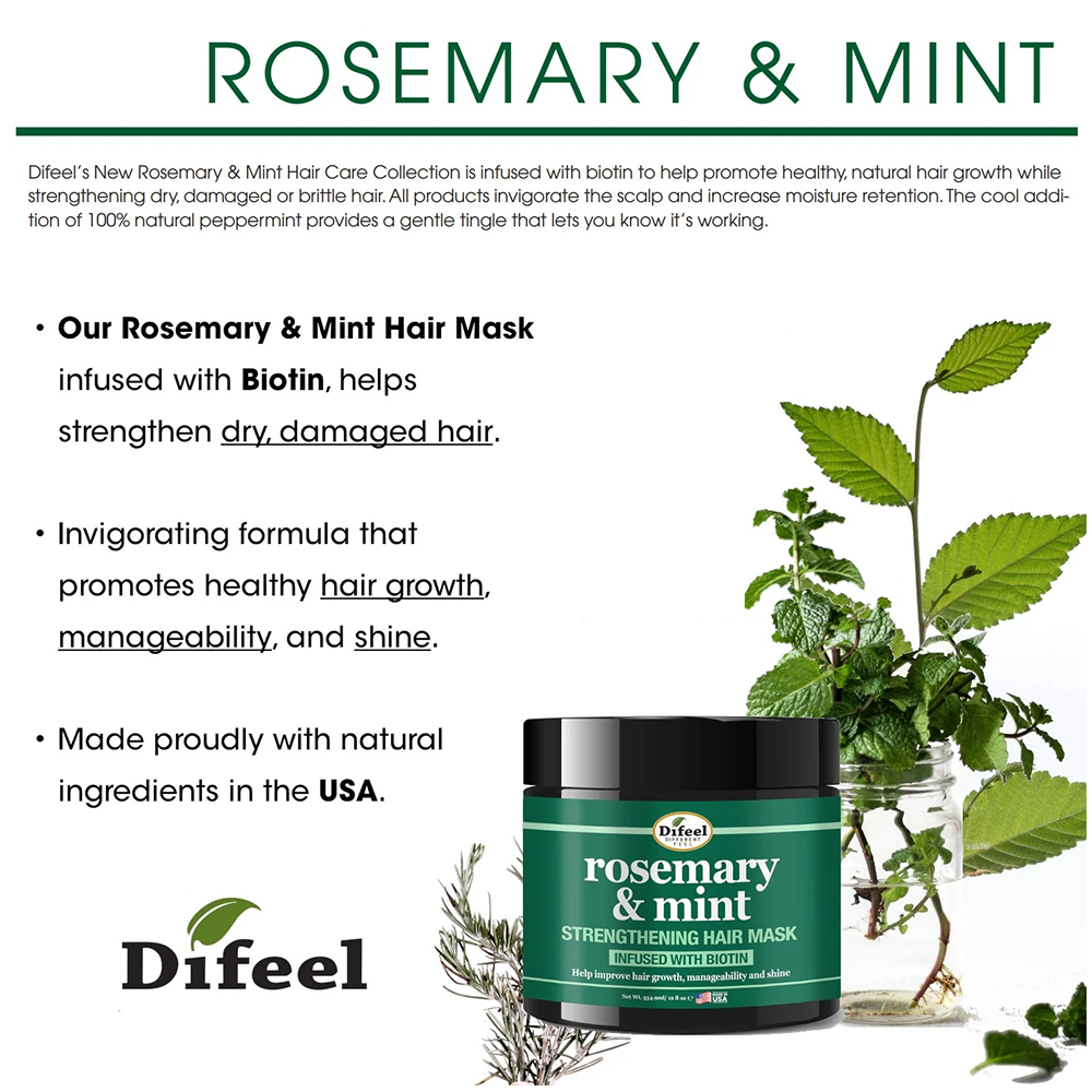 Difeel Rosemary & Mint Hair Mask 12oz-All-Aladin Beauty