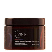 Divina BLK Regenerating Pre-Shampoo 500ml in a dark brown jar with white and orange text.